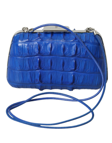 Balenciaga Blue Exotic Skin Leather Shoulder Crossbody Box Clutch Bag