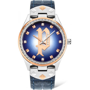 Police Blue Leather Dress Watch