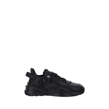 Fendi Black Calf Leather Bos Taurus Athletic Sneakers