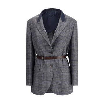 Brunello Cucinelli Gray Fleece Wool Blazer