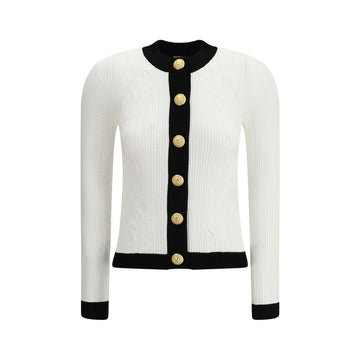 Balmain White Viscose Cardigan