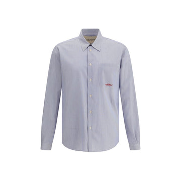 Valentino Blue Cotton Pattern Shirt