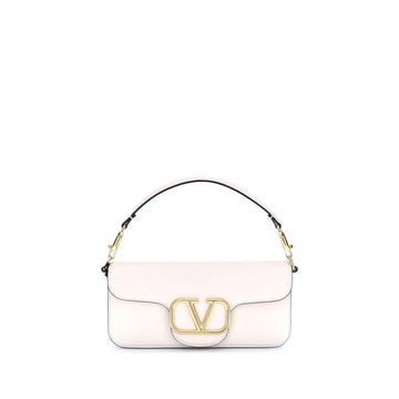 Valentino Garavani White Calf Leather Bos Taurus Shoulder Bag