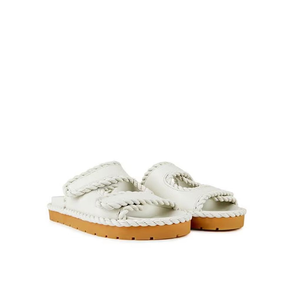 Bottega Veneta White Lamb Leather Flat Sandals