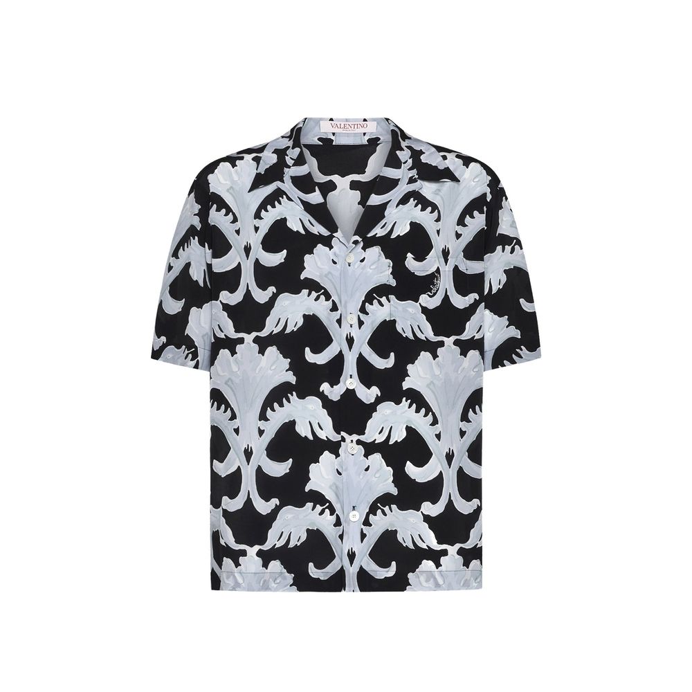 Valentino Black Silk Pattern Shirt