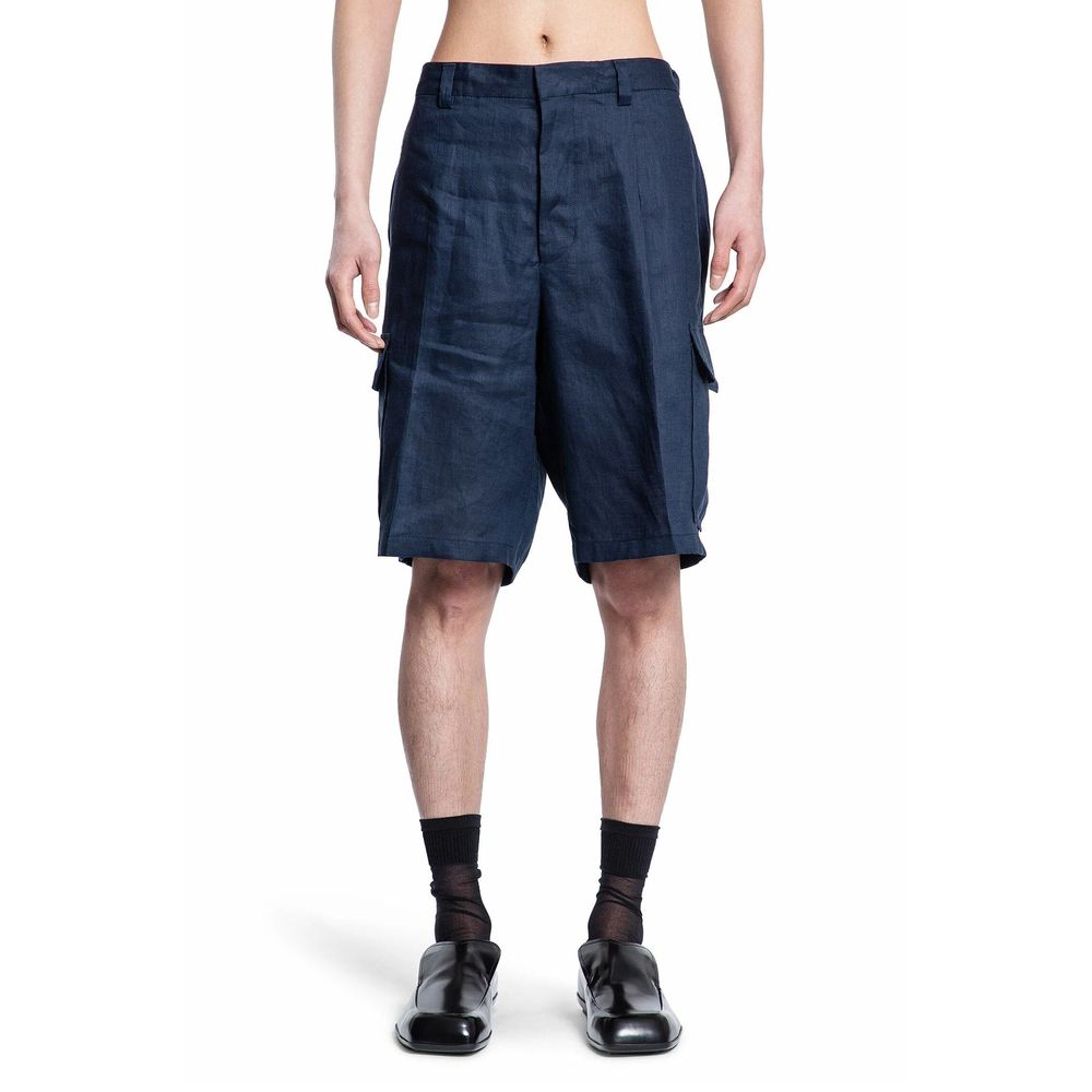 Prada Blue Linen Bermuda Shorts