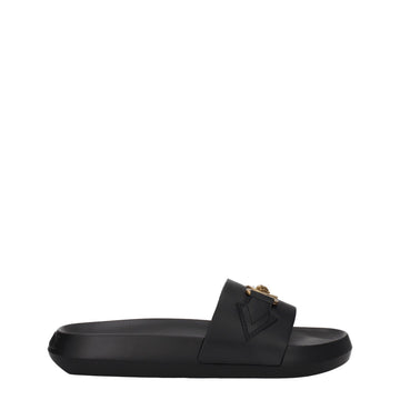 Versace Black Leather Slippers