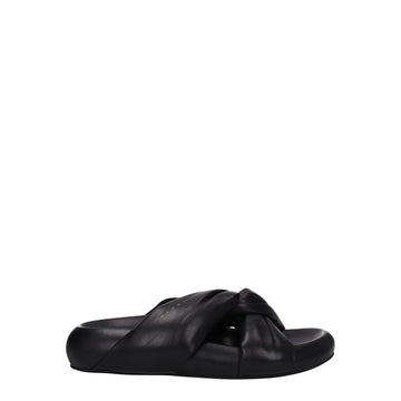 Marni Black Leather Slippers