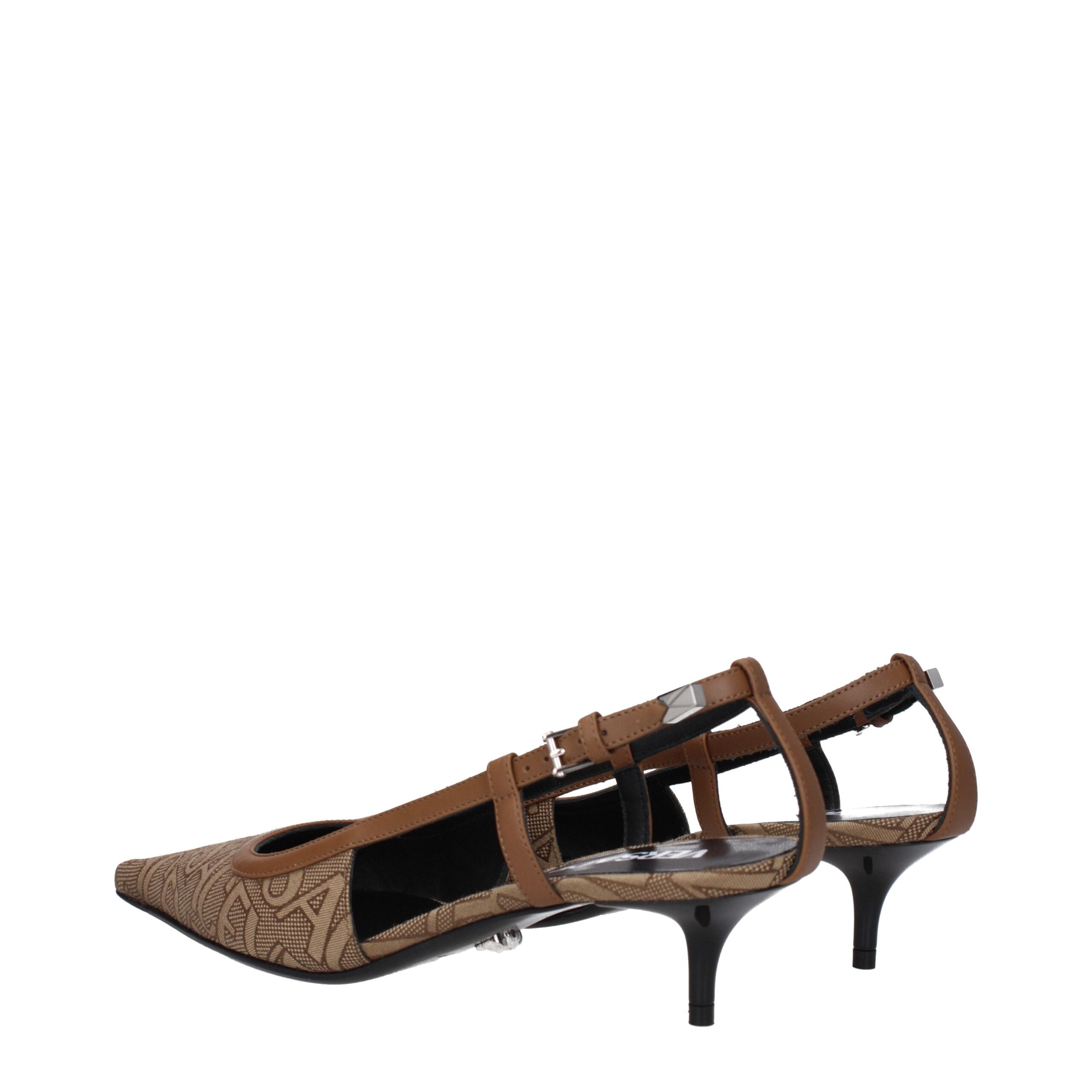 Versace Beige Fabric Mid Heel Pumps