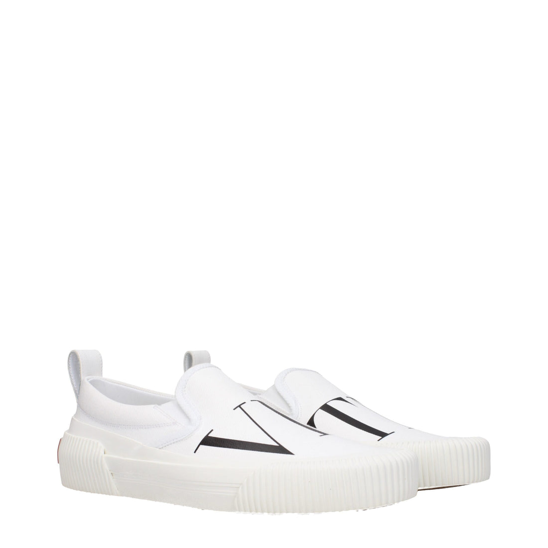 Valentino Garavani White Fabric Slip-On Loafers