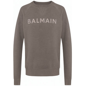 Balmain Gray Cotton Men Sweater