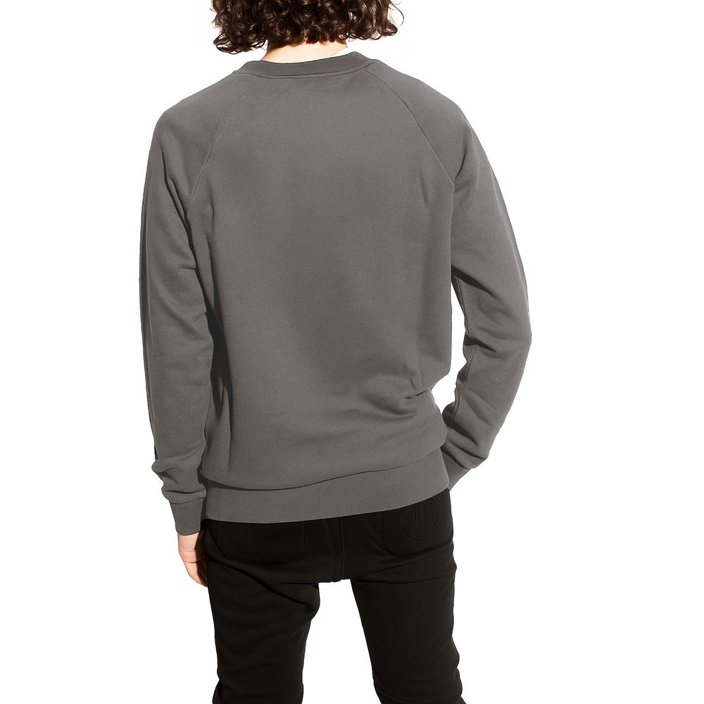 Balmain Gray Cotton Men Sweater