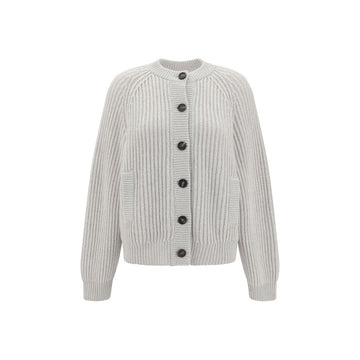 Brunello Cucinelli White Cashmere Cardigan