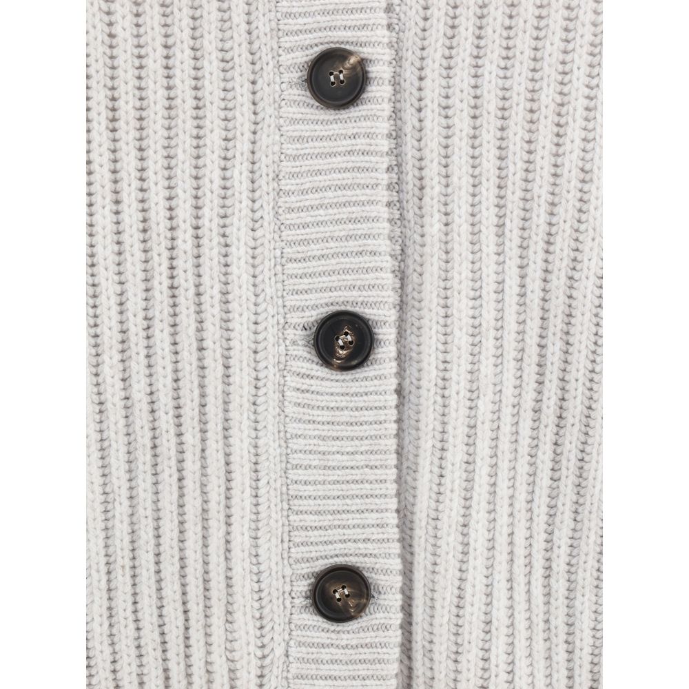 Brunello Cucinelli White Cashmere Cardigan