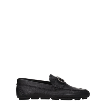 Valentino Garavani Black Leather Slip-On Loafers