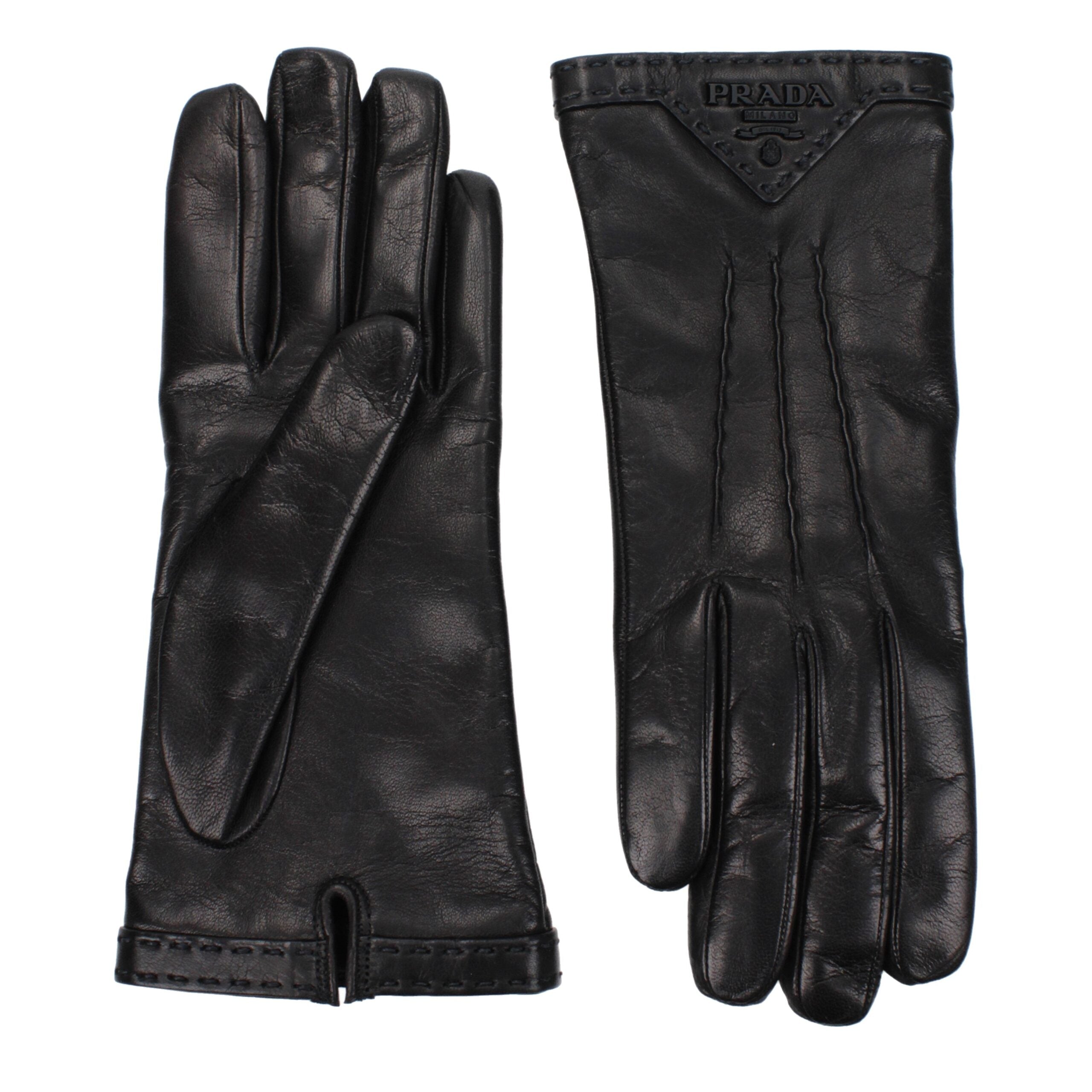 Prada Black Leather Gloves