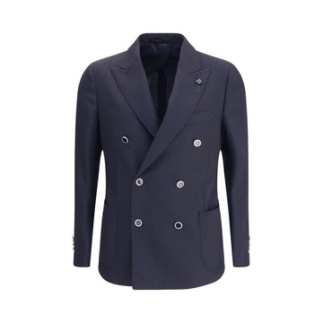 Lardini Blue Fleece Wool Blazer