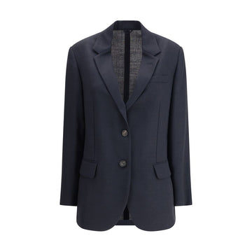 Brunello Cucinelli Blue Fleece Wool Blazer