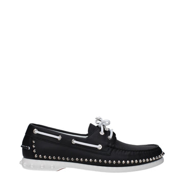 Christian Louboutin Black Leather Slip-On Loafers