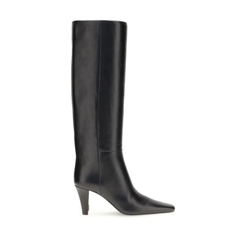 Saint Laurent Black Leather High Heel Boots
