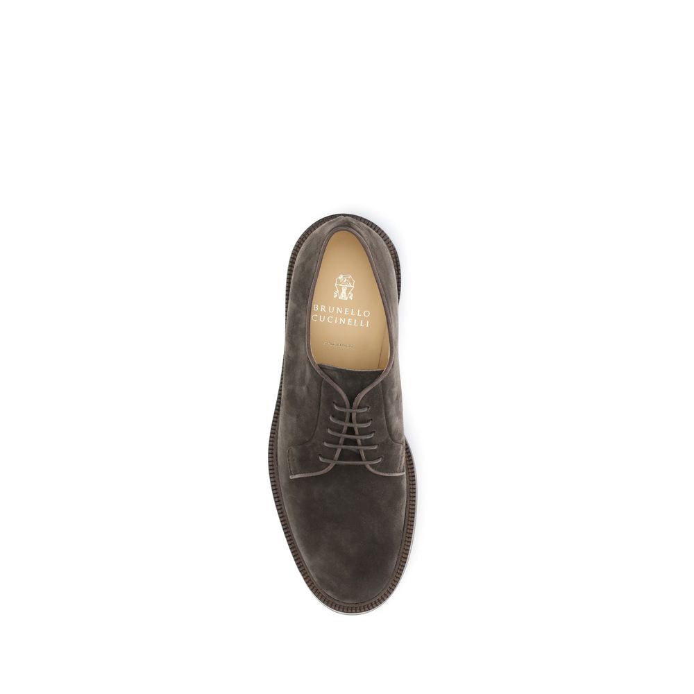 Brunello Cucinelli Brown Calf Leather Bos Taurus Oxfords And Derbies
