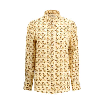 Valentino Beige Silk Pattern Shirt