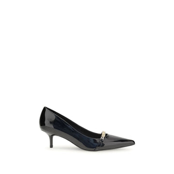 PINKO Black Calf Leather Bos Taurus Mid Heel Pumps
