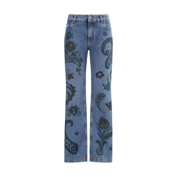 Etro Blue Cotton Flared Jeans
