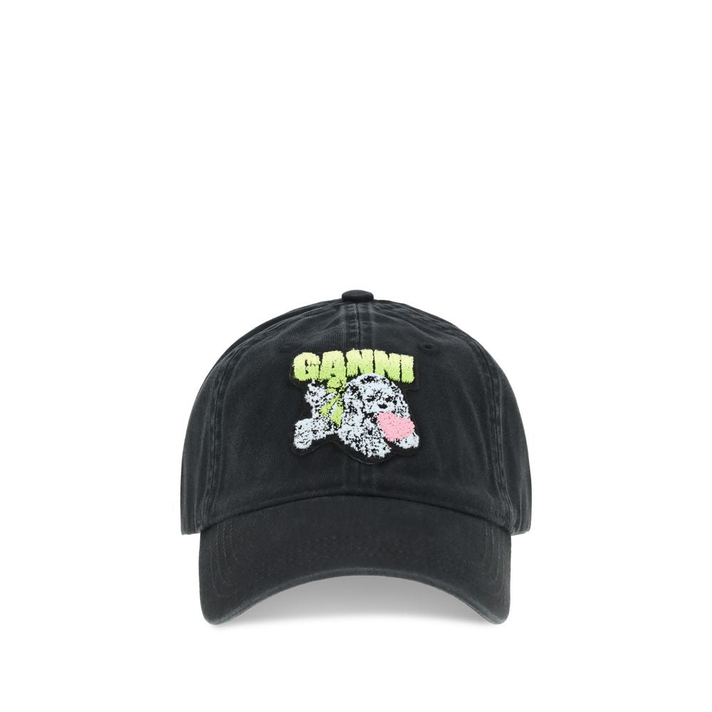 Ganni Black Cotton Cap (Baseball Hat)