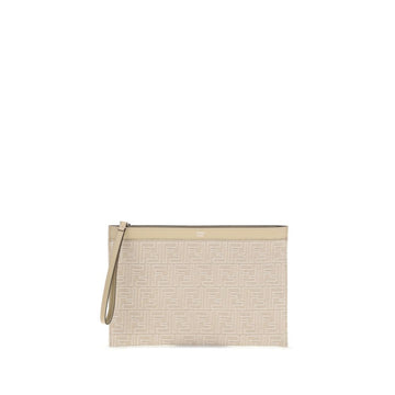 Fendi Cream Cotton Clutch Bag