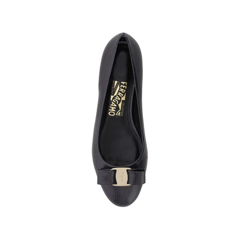 Salvatore Ferragamo Black Calfskin Ballet Flats