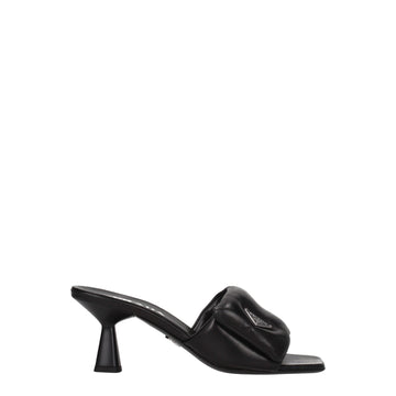Prada Black Leather Platform Sandals