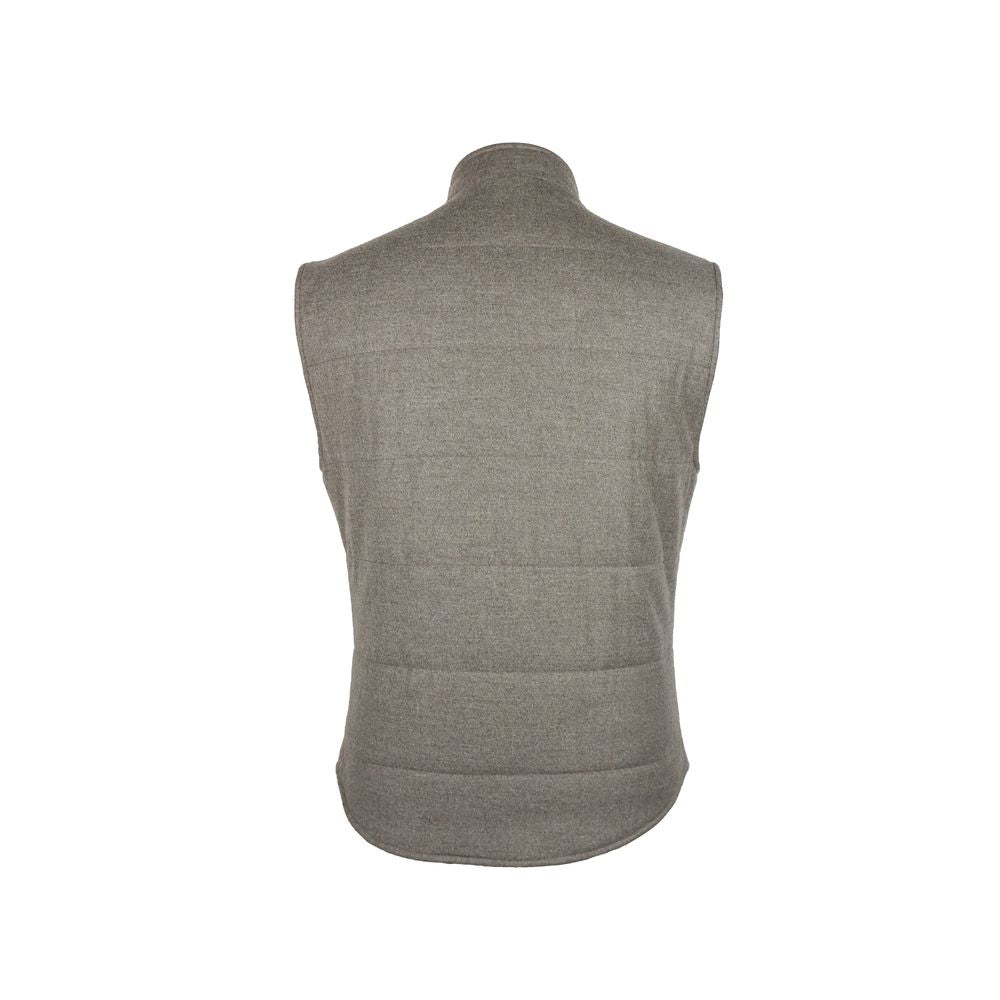 Made in Italy Brown Wool Sleveless Jacket