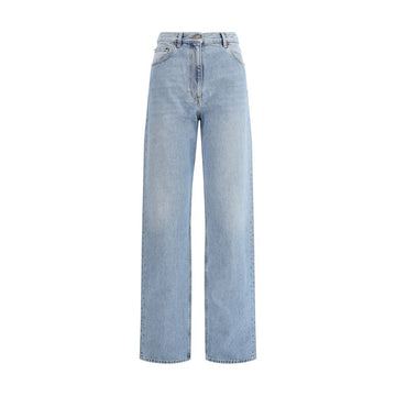 Valentino Light Blue Cotton High-Waisted Jean