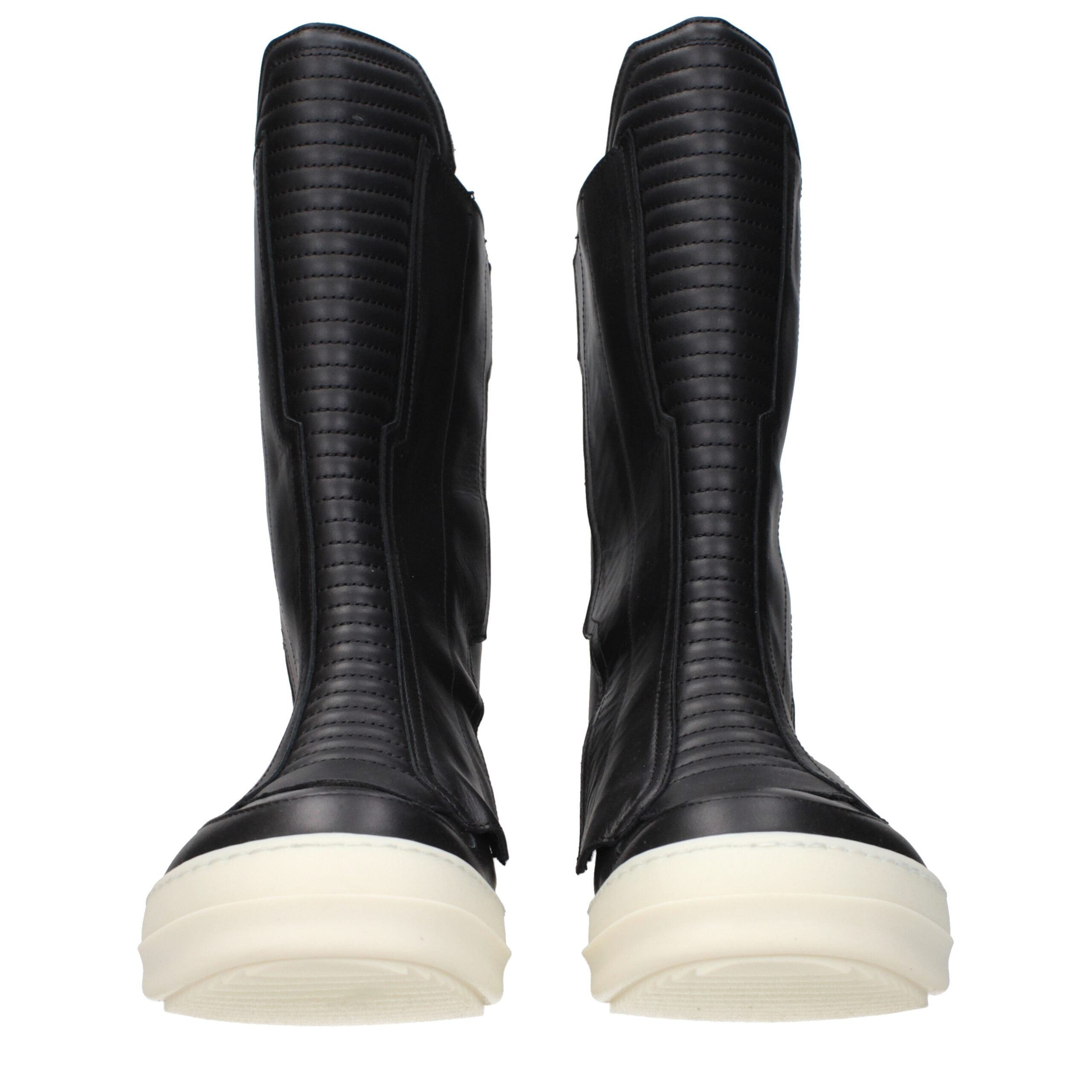 Rick Owens Black Leather Ankle Boots