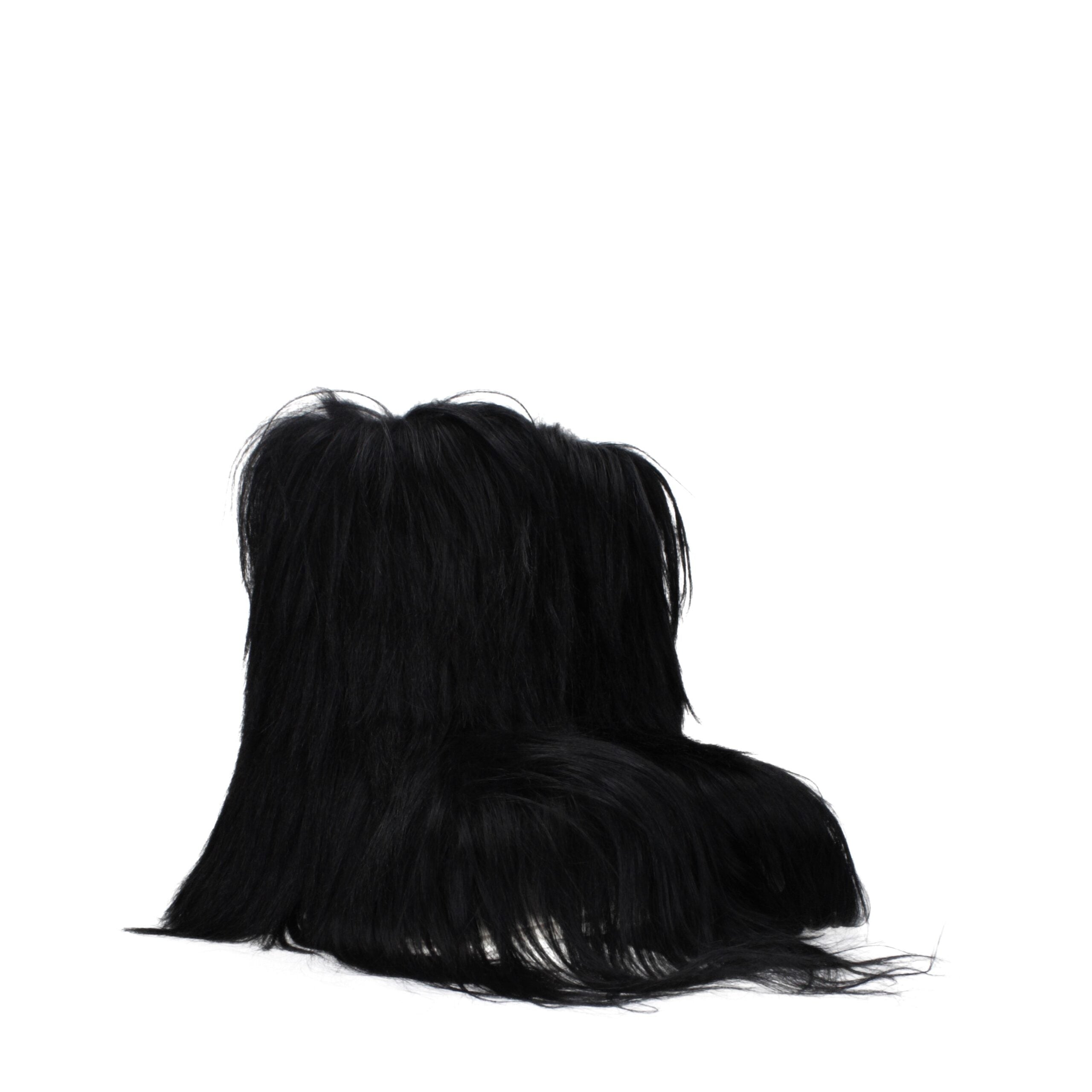 Rick Owens Black Fur Ankle Boots