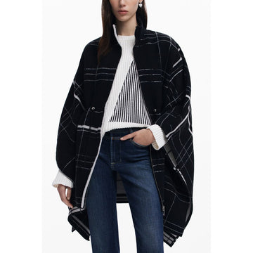 Desigual Black Wool Women Poncho