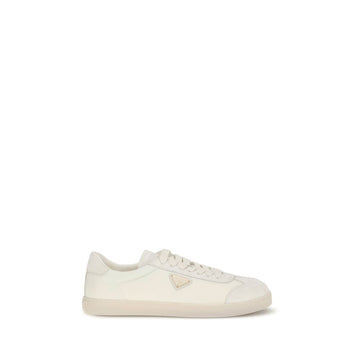 Prada Cream Leather Low Top Sneakers