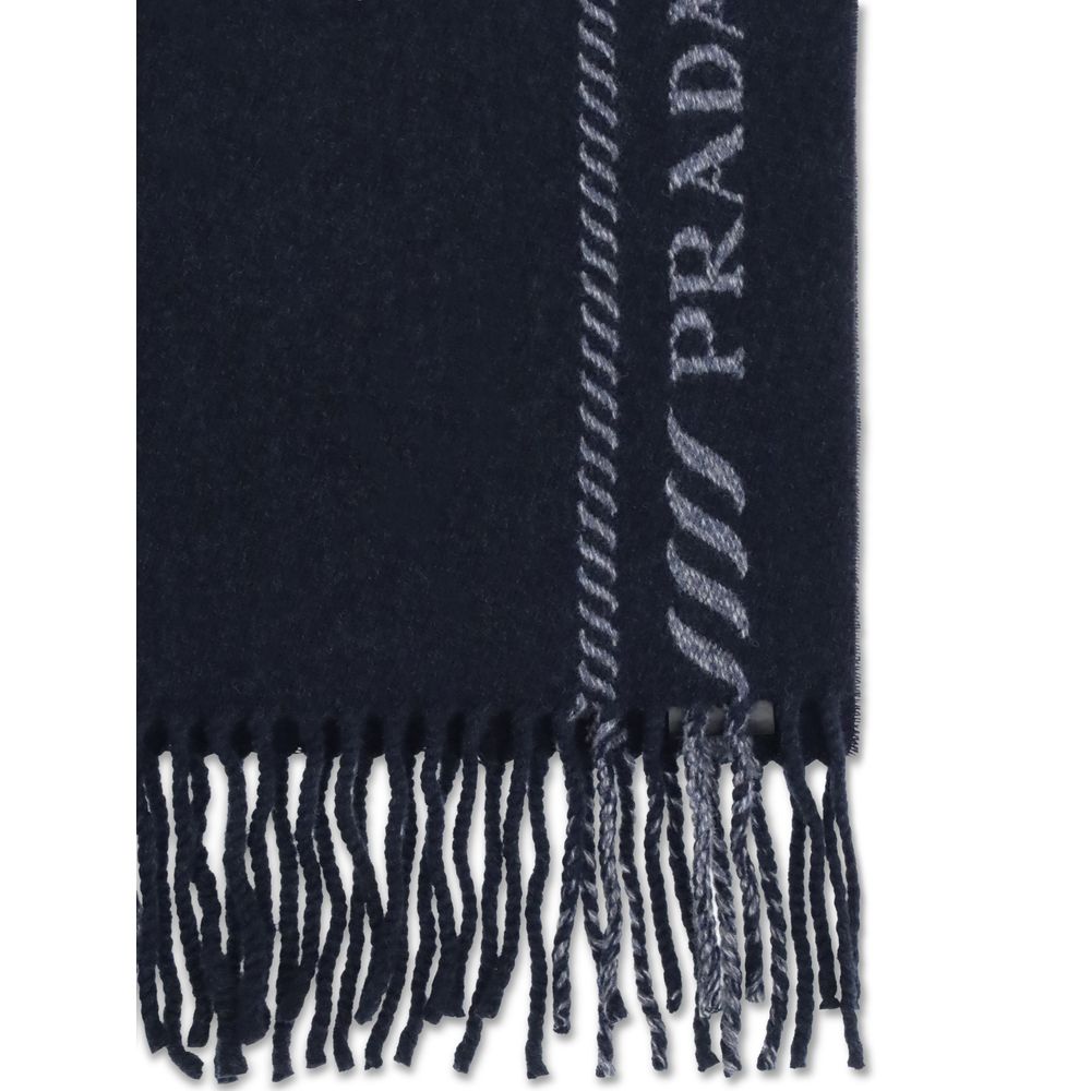 Prada Blue Fleece Wool Scarf