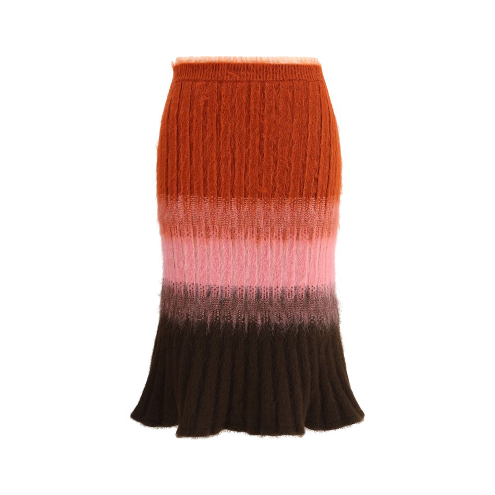 Fendi Multicolor Mohair Midi Skirt