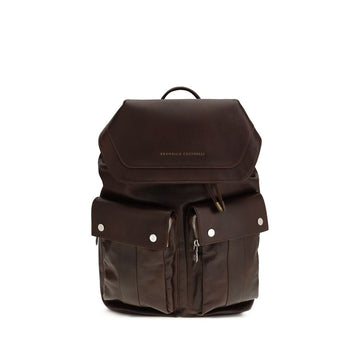 Brunello Cucinelli Brown Calf Leather Bos Taurus Backpack