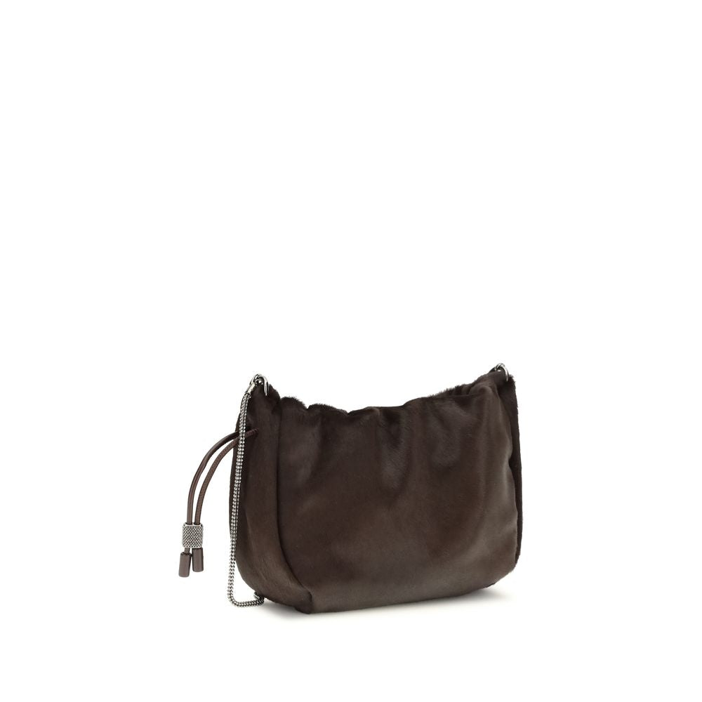 Brunello Cucinelli Brown Fur Shoulder Bag
