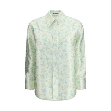 Jil Sander Green Silk Pattern Shirt