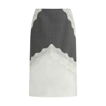 Jil Sander Gray Polyester Midi Skirt