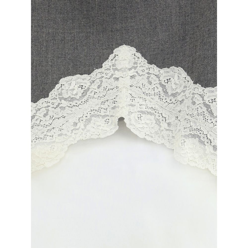 Jil Sander Gray Polyester Midi Skirt