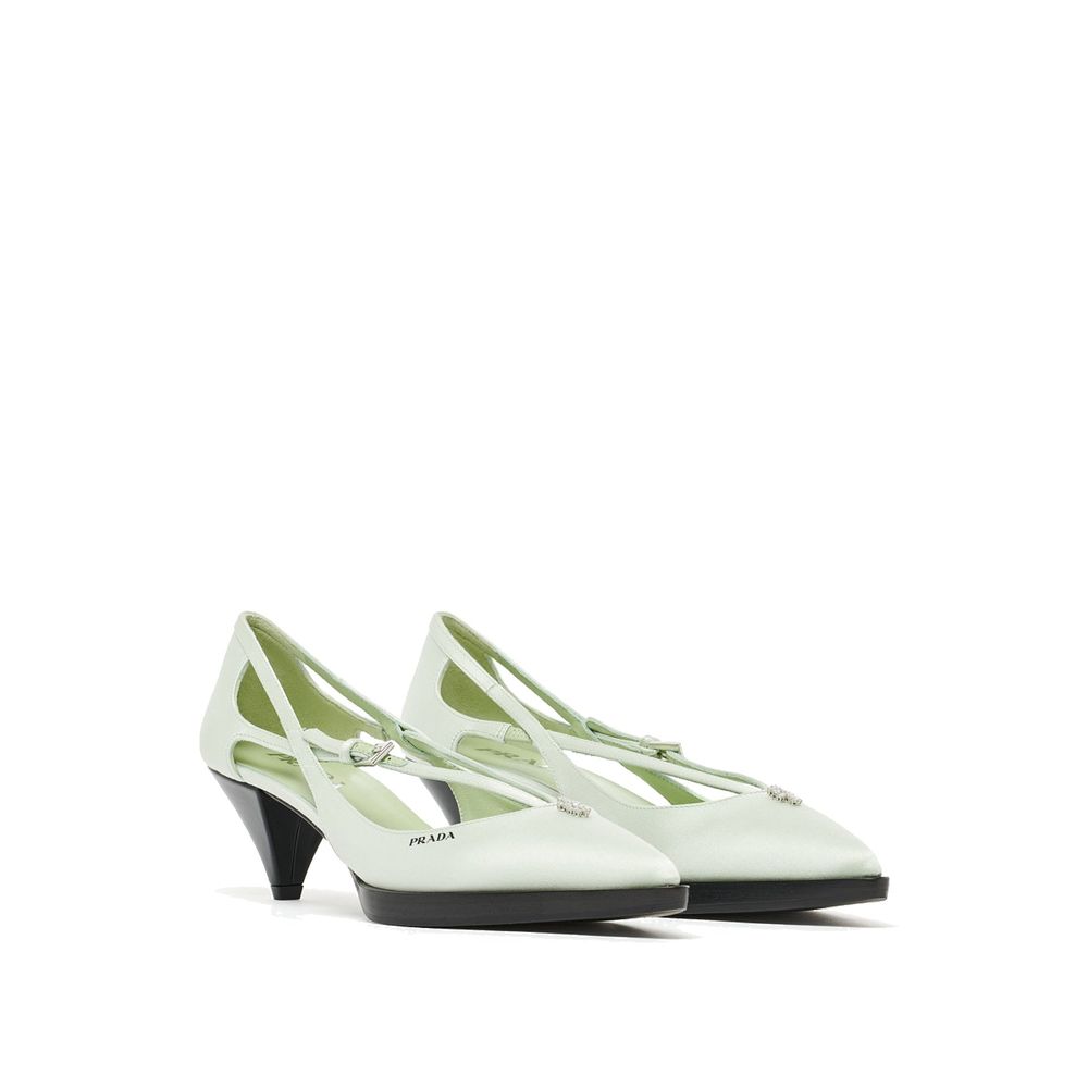 Prada Green Silk Mid Heel Pumps