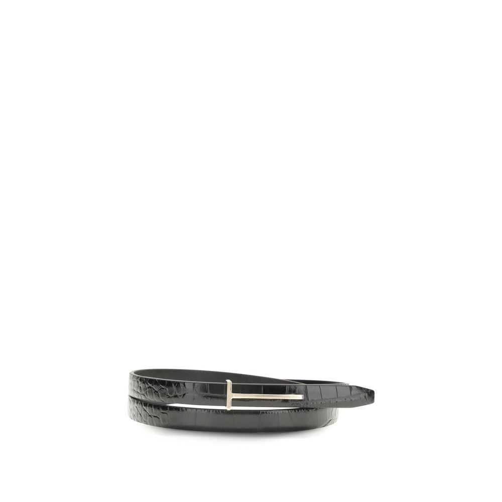 Tom Ford Black Leather Thin Belt