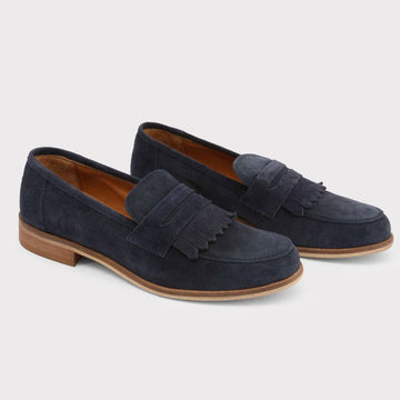 Made in Italy Blue Suede Leather Moccassin