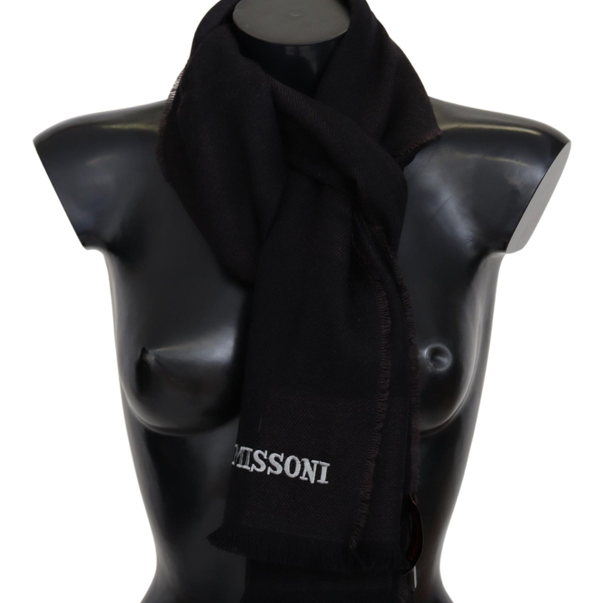 Missoni Black 100% Wool Unisex Neck Wrap Scarf