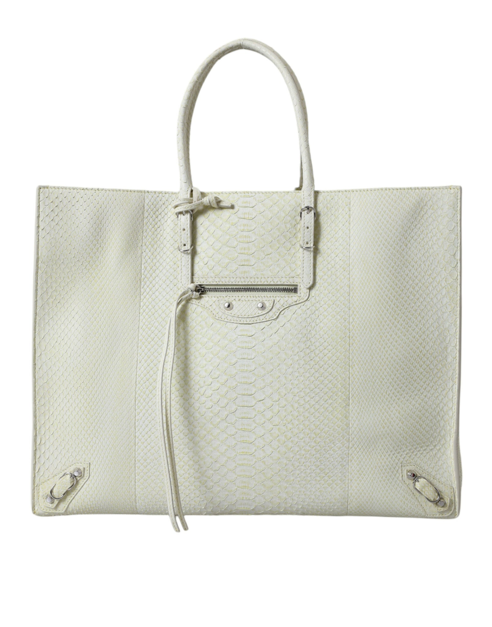 Balenciaga White Yellow Exotic Skin Leather Shopping Tote PAPIER Bag
